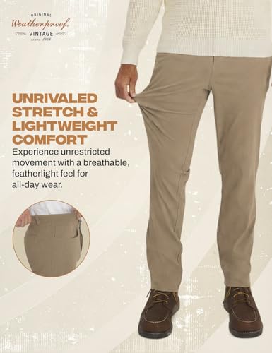 Image of Weatherproof Vintage Casual Hiking Pants for Men - Lightweight Stretch Travel Mens Work Pants with Utility Cargo Pocket