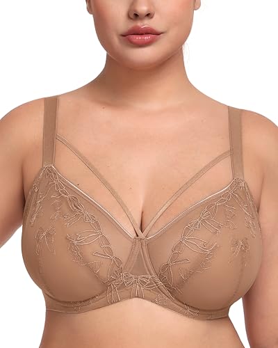 Image of HSIA Minimizer Bras for Women Full Coverage, Unlined Lace Sexy Plus Size Underwire Bra for Large Breasts