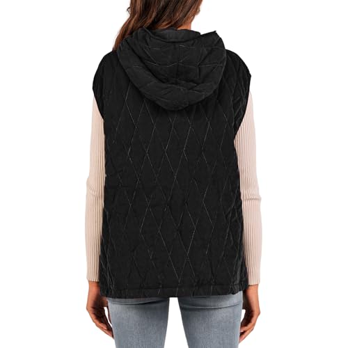 Fleece Vest for Women Sleeveless Fuzzy Sherpa Jackets Hooded Zip Up Vests Warm Winter Waistcoat Coats with Pockets3