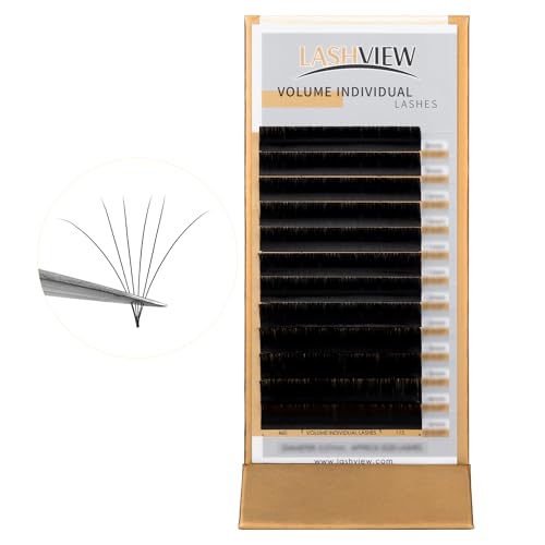 LASHVIEW D Curl Silk Mink Eyelash Extension 0.07 Thickness Semi-Permanent False Eyelashes (Salon Use) (mix)