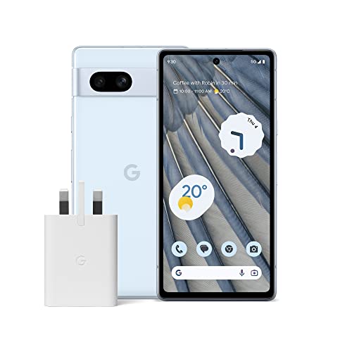 Google Pixel 7a and Pixel 30W Charger Bundle – Unlocked Android 5G Smartphone with Wide-Angle Lens and 24-Hour Battery – Sea (Amazon Exclusive)