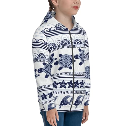 Sea Underwater Turtles Kid Hoodies Boys Zip Up Sweatshirts Girls Pullover with Pocket4