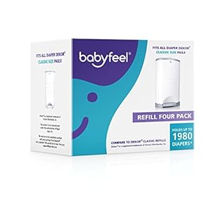 Babyfeel Refills Compatible with DEKOR CLASSIC Diaper Pails | 4 Pack | Exclusive 30% Extra Thickness | Diaper Pail…