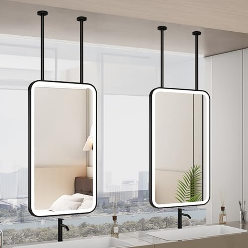 Miroir LED de salle de bain suspendu avec 3 couleurs d'éclairage réglables - 2