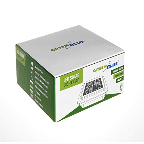 Green Blue LED Solarlampe für Zaunpfähle | Gartenlicht mit Dämmerungssensor | Warmweiß 4000K | Inklusive Akku | Kompakte Größe (60x40 mm)