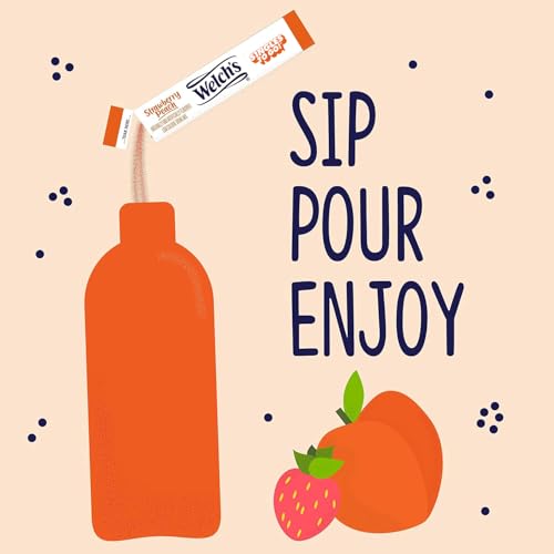 Welch's Singles To Go Water Drink Mix - Powder Sticks, Strawberry Peach, 0.48 Ounce (Pack of 12)