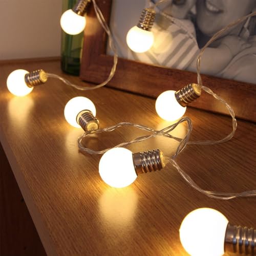 ENLACE Guirlande lumineuse LED, 1,5 m, 10 ampoules LED, fonctionnement sur piles, boules de 5 cm, pour mariage, chambre d'enfant, Noël, jardin, décoration de...