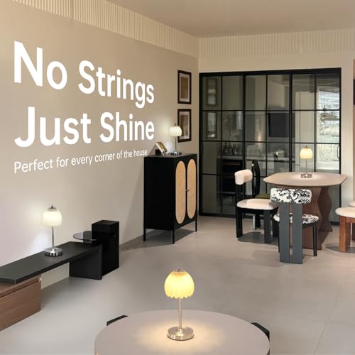 Image of Shenmoyl Tulip Table Lamp with 5200mAh Battery & Touch Control, Cordless Small Table Lamp with 3 Colors, Dimmable Rechargeable Table Lamps for Living Room, Bedroom, Desk, Bedside (Creamy Yellow Tulip)
