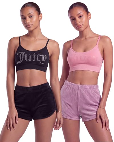 Image of Juicy Couture Women's 2-Pack Sleep and Lounge Velvet Fleece Dolphin Shorts
