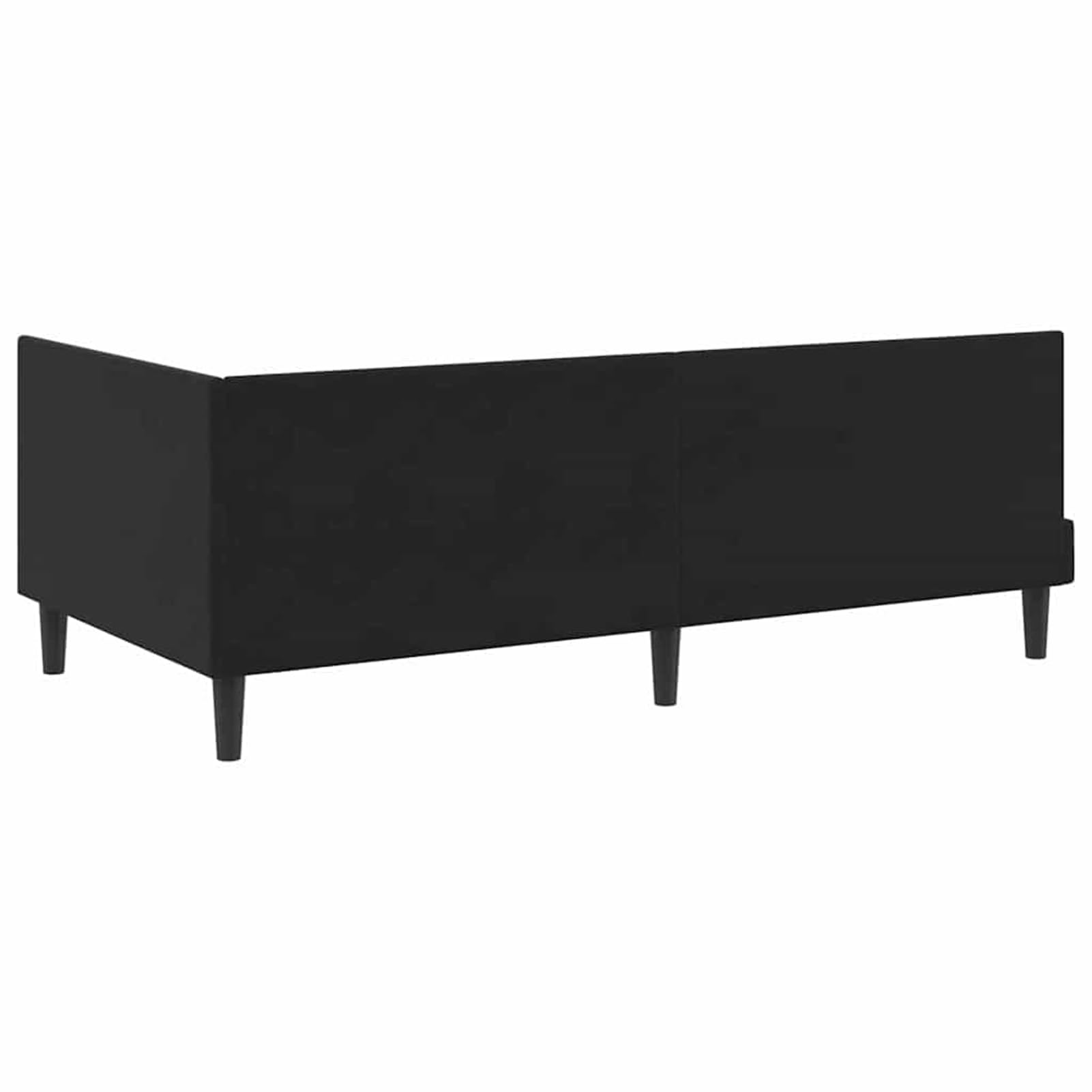 Gecheer Eckbettgestell mit Kopfteil Schwarz 90 cm x 200 cm Stoff, Eckbett Familienbett Schlafsofa Bettgestell für Schlafzimmer Kinderzimmer Dachgeschoss42016433