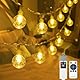 Bowfar Lichterkette Außen Aufladbare Batterie, 5M 50LED Kristall Kugel Lichterkette Batterie und Fernbedienung, 8 Modi IP65 Wasserdicht Globe Lichterketten für Balkon Party Outdoor Garten Deko