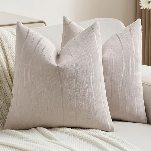 Ystyle Housse de Coussin Luxe Chenille Lot de 2, 60x60cm, Housse de Coussin Texturées à Rayures en Relief, Cushion Covers Élégantes Modernes Résistantes,...