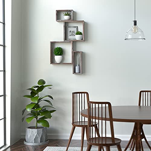 Jackcube Design 4 Cube Wall Mounted Rustic Floating Shelves, Wood Display Shelf, Shadow Box , Decorative Wall For Livingroom, Bathroom, Kitchen, Bedroom - Mk517A #TOP3