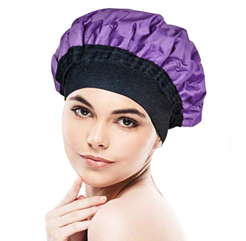 Cordless Deep Conditioning Heat Cap - Microwavable Heat Cap for Steaming, Heat Therapy for Hair, Thermal Spa Hair Steamer Gel Cap (Purple)