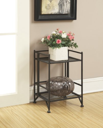 Image of Convenience Concepts Xtra Storage Shelves - 2-Tier Folding Metal Storage Shelves, Closet Organizer for Office, Laundry Room, Bedroom, Garage, Kitchen, Bathroom, Black