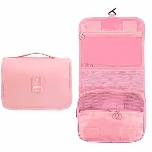 Travel Toiletry Hanging Toiletry Wash Bag with Compartment Makeup Cosmetic Toiletries Organizer Portable Collapsible Waterproof Quick Dry for Men Women and Girls for Travel, Daily Use (Pink) Travel Toiletry Hanging Toiletry Wash Bag with Compartment Makeup Cosmetic Toiletries Organizer Portable Collapsible Waterproof Quick Dry for Men Women and Girls for Travel, Daily Use (Pink)