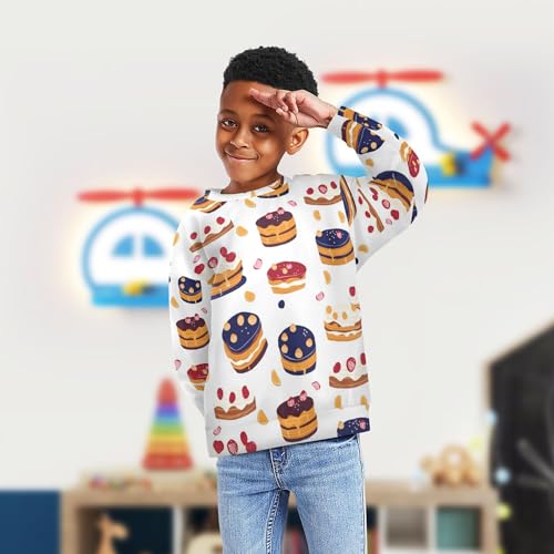 JUNZAN Cartoon Cute Strawberry Cakes Kids Girls Sweatshirts Hoodies Long Sleeve Sweatshirt With Hoodie Party 4T4