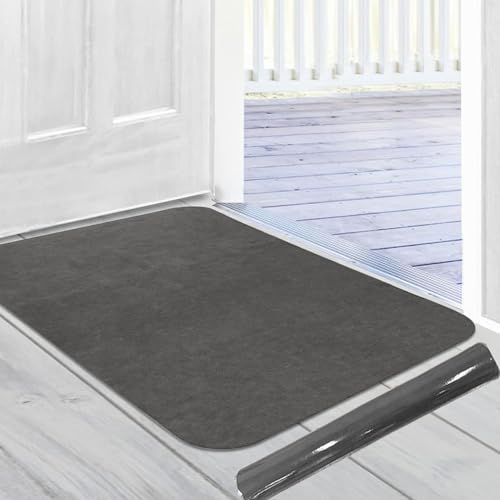 Jlyjlyfu Ultra Thin Door Mat Indoor, 2.6MM Durable Super Thin Doormat Washable Door Mats Non Slip Inside DoorMat Dirt Trapper Indoor Low Profile Entrance Doormat, Kitchen Rug(60x90cm)