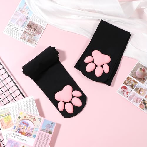 Lusofie Cat Paw Oberschenkelhohe Socken Overknees Kawaii 3D Katzen Socken Cosplay Strümpfe Damen Niedliches Katzenpfoten Pad Socken Kostüm Cat Overknees Geeignet für Damen und Mädchen zum Rollenspiel