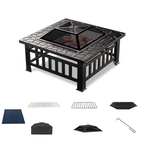 BJPQD 焚き火テーブル 囲炉裏 バーベキュー コンロ bbq 大型 大人数 アウトドア いろり おしゃれ 耐熱性冷間圧延鋼 深めのカーボンプレート やけど防止ガードレール 太めの脚 深めの洗面器 中空設計 完全燃焼 分割設計 お手入れ簡単 暗号化 取り