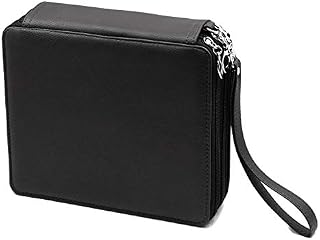 Zwini 120 Inserting Large Pencil Case 3 Multi-Layer Capacity Pencil Bag PU Leather Stationery Organizer for Pen Colored Pencil Erasers Sharpener, Black(No Pencils)