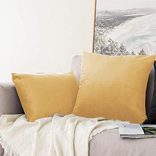 Image of Khooti Velvet Cushion Cover Pack of 1-17 inch x 27 inch / 43 x 69 cm - Wheat - Soft Pillow Covers Cushion Case for Sofa Bedroom Livingroom Chair Car, Cushion Cover