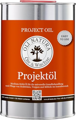 OLI-NATURA Projektöl für innen (speziell für Möbel, Parkett und Treppen aus Holz), 1 Liter, Farblos