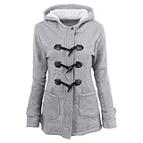 Qué es mejor para el frío: poliéster o algodón - Descubre la mejor opción para abrigarte Kexpery Chaqueta con bolsillos para mujer, con forro de sherpa, chaqueta gruesa con botones y capucha de piel, chaquetas de talla grande, abrigo cálido de invierno, atuendo casual de vacaciones, gris,