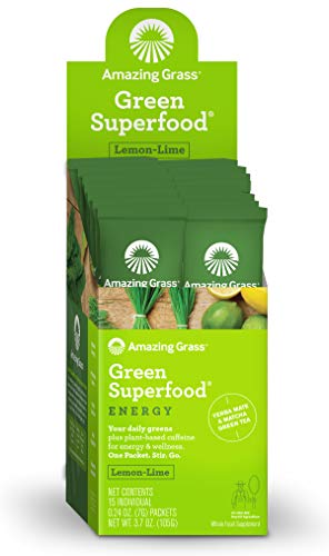 Amazing Grass Green Superfood, Suplemento Alimenticio en Polvo a base de Frutas, Verduras y Superalimentos Organicos con Probioticos y Enzimas Digestivas, Energia - Limon-Lima