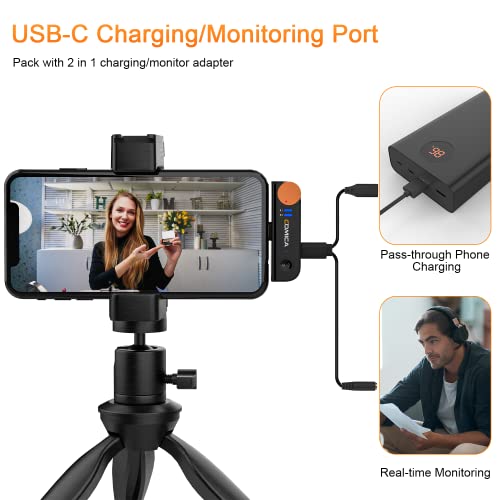 Comica Vimo S Uc Wireless Lavalier Microphone For Android, Noise Cancelling, 656' Range, Real-Time Monitor, Mini Usb C Wireless Microphone For Ipad Laptop Video Recording Interview Vlog Live Stream #TOP6