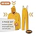 Pioneer Waterproof PVC Work Suit for Men – Repel Rain Gear Yellow Safety Jacket and Bib Pants - 3 PC Set With Detachable Hood - 4X-Large