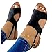Produktbild COTCLO Sommersandalen Damen Flache Sandalen Kunstleder Offene Zehen Damen Strandschuhe Sommer Hausschuhe Sandalen Schnalle Riemen Flip Flops Sandalen-Schwarz, 38