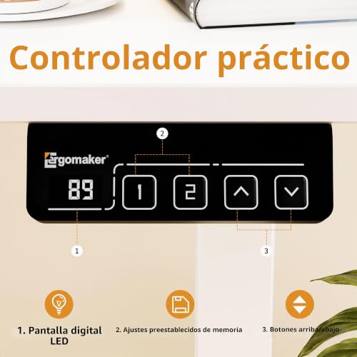Miniatura 6 de Ergomaker Escritorio Eléctrico Ajustable 110x60cm 43.3 X23.6 , Escritorio Con Cubierta Para Trabajar En Casa Marco Blanco Escritorio Blanco