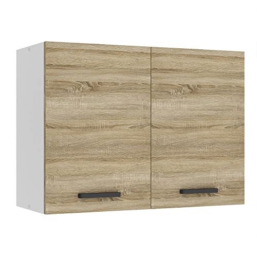 BELINI Meuble Haut Cuisine SG80 I Meubles de Cuisine - Mural, Rangements, 2 Portes I Taille: 29,6 x 80 x 58 cm I Armoire Murale avec Poignée en Métal I...
