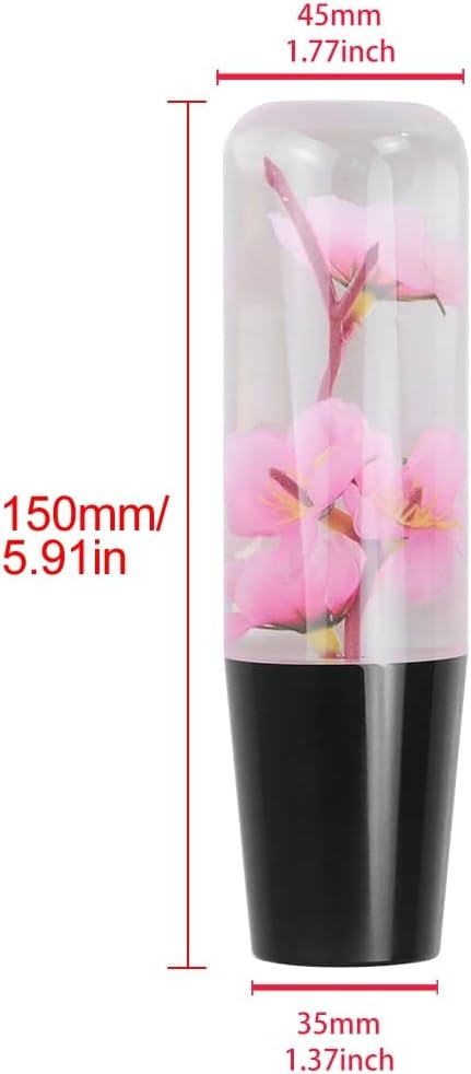 Universal JDM Clear Crystal Pink Real Sakura Flower Manual Gear Stick Shift Knob Shifter Lever Head 15cm