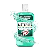 LISTERINE Clean und Fresh 500 ml, antibakterielle Mundspülung mit ätherischen Ölen, Mundwasser ohne Alkohol, optimale Ergänzung zur täglichen Zahnpflege mit und ohne Zahnspange