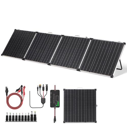 Panana 220W Foldable Solar Panel 18V Portable Monocrystalline Solar Suitcase with SAE Connector Kit Charge Controller Mount Bracket for Camping RV Caravan Boat Off Grid Power