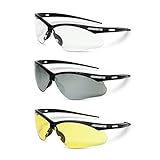 Jackson Safety SG Safety Glasses - Eye Protection for Men & Women - Anti-Scratch Lens with Black Frame - ANSI Z87.1 - Pack of 3 (Multiple Styles)