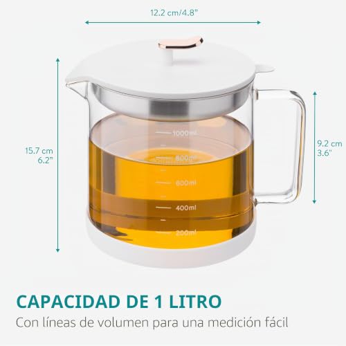 Miniatura 5 de Navaris Recipiente Para Aceite Usado De Cocina - Bote Aceitera De 1 L De Cristal Borosilicato Con Filtro Colador De Acero Inoxidable Y Base Antideslizante - Resistente Al Calor