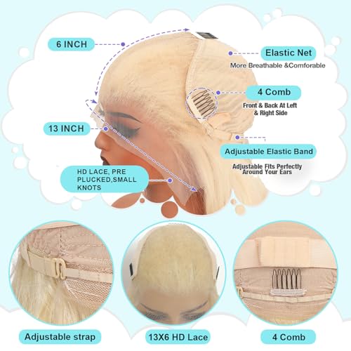 AAY 613 Lace Front Wig Human Hair Blonde Wig Human Hair 613 HD Lace Frontal Wigs Human Hair 200 Density 13x6 Blonde Body Wave Lace Front Wigs Human Pre Plucked 20 Inch