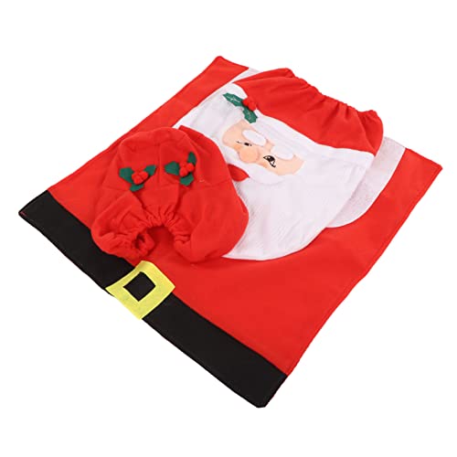 Hapivida 3-teiliges Weihnachten Badezimmer Set Cartoon Muster WC Toilettendeckelbezug, Teppich, Abdeckung für Wasserspeicher, für Hotel Kindergarten Einkaufszentrum – Bild 5