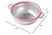 HiramWare Stainless Steel Colander With Handle and Legs, Large Metal Pink Strainer for Pasta, Spaghetti, Berry, Veggies, Fruits, Noodles, Salads, 5-quart 10.5” Kitchen Mesh Colander, Dishwasher Safe