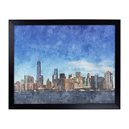 Lap Tray with Cushion | New York Skyline Vol.2 Painting | Padded Bean Bag Cushion | For Eating, Working, Crafting, Laptop | Portable Table Desk