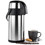 Andrew James Thermal Coffee Carafe, 3L Airpot, Double Walled Insulation, Stainless Steel Pump Action Hot Water Dispenser, Insulated Tea & Coffee Flask, 360° Rotating Base, Carry Handle & Safety Lock