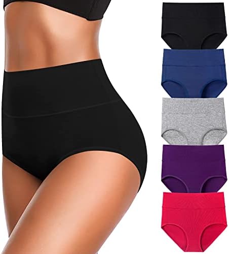 JojoQueen Womens Underwear Cotton High Waist Full Coverage Brief Ladies Panties Lingerie Undergarments for Women