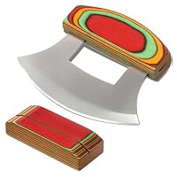 UKQRRTC Pizza Cutter Rocker with Base, Rust Resistant Arc Shape Veggies Rocker, Multipurpose Ergonomic Handle, Pizza Chopper Rocker for Herbs Salads Vegetables Fruits (Style 2)