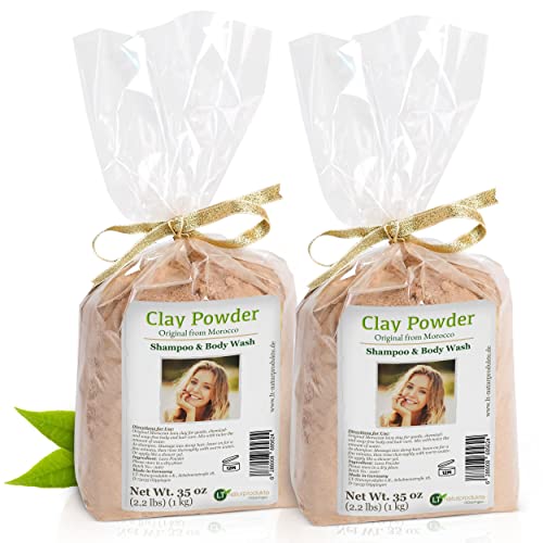 Polvo de arcilla / ghassoul | original de Marruecos | polvo fino para lavar el pelo sin químicos, cuidado del cuerpo y peeling | vegano | rhassoul | anticaspa | 2 kg