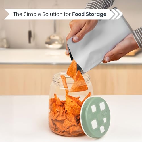 Image of FLAIR Cubics Airtight Food Storage Containers Set of 6 (1500ml each) with Spoons - Green, BPA-Free, PET Plastic Jars, Space-Saving for Pantry, Snacks