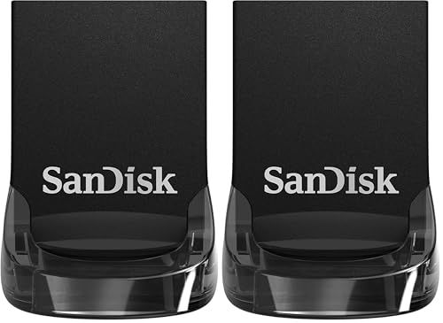SanDisk Ultra Fit USB 3.2 Flash-Laufwerk 128 GB (Für Laptops, Spielkonsolen und Auto-Audiosysteme, Plug-and-Stay, 400 MB/s Lesen, RescuePRO Deluxe Software) (Packung mit 2)