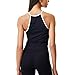 Lacoste Womens Halter Neck Sleeveless Slim Fit Classic T-Shirt, Black, XX-Small